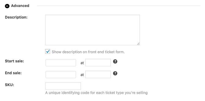 Advanced fields for a ticket